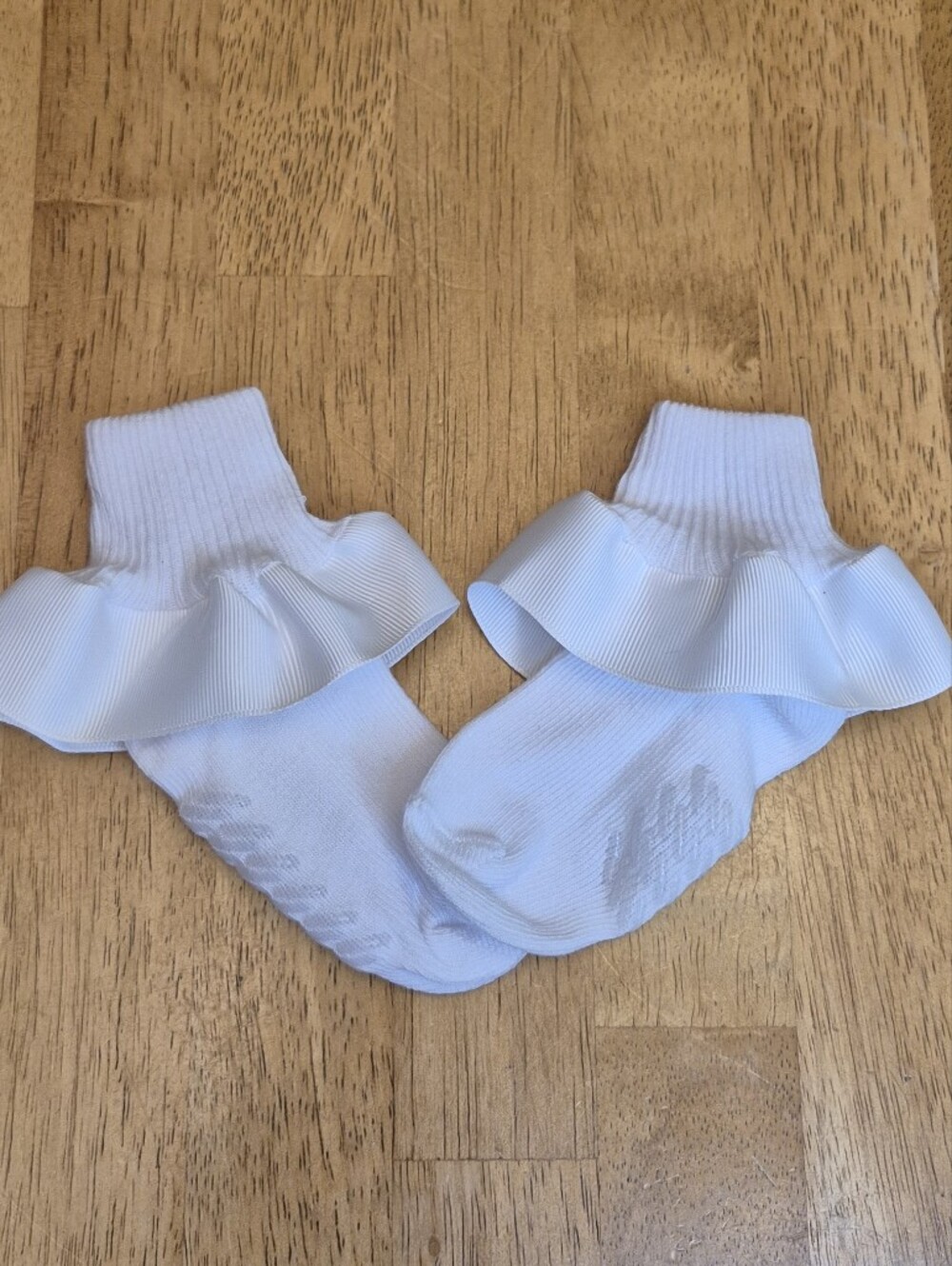 Kids White Ruffle Ribbon Socks Sz 12 - 24 Months